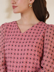 Puff Sleeve  Dobby Georgette Top