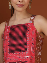 Khaki Digital Printed Shoulder Strap Kurti