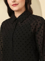 Polka Dot Sheer Casual Shirt