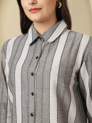 Striped Spread Collar Handloom Shirt