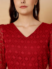 Textured V-Neck Top