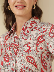 Smart Printed Spread Coller Slim Fit Shirt