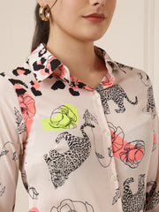 Smart Fit Animal Printed Spread Collar Casual Shirt