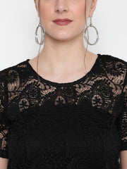 Self Design Sheer Regular Crop Top