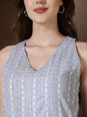V-Neck Thread Work Straight Kurti