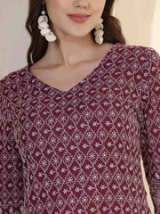 Embroidered V-Neck Chikankari Kurti