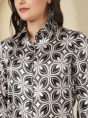 Smart Floral Printed Casual Grey Shirt