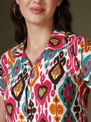 Aztic Print Shirt Style Top