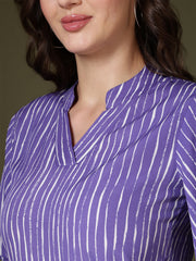 Striped Cold-Shoulder Crepe Top