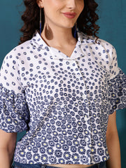Floral Print Shirt Style Top