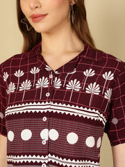 Floral Printed Lapel Collar Top