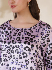 Animal Printed Satin High-Low Top