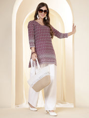 Embroidered V-Neck Chikankari Kurti
