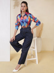 Floral Printed Spread Collar Casual Shirt