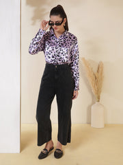 Animal Printed Spread Collar Casual Shirt