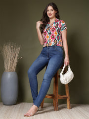 Aztic Print Shirt Style Top
