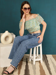 Floral Printed Off-Shoulder Crop Top