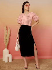Polka Dot Baloon Sleeves Peach Regular Top