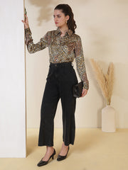 Smart Fit Animal Printed Spread Collar Casual Shirt