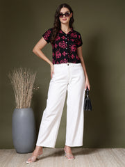 Dynamic Black Print Shirt Style Top