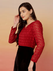 Textured V-Neck Top