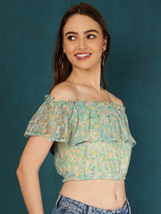 Floral Printed Off-Shoulder Crop Top