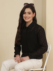 Polka Dot Sheer Casual Shirt