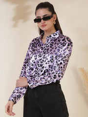 Animal Printed Spread Collar Casual Shirt