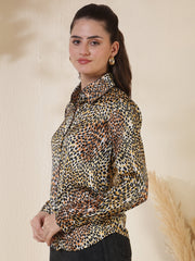 Smart Fit Animal Printed Spread Collar Casual Shirt