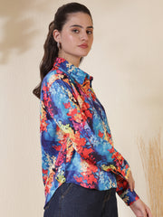 Floral Printed Spread Collar Casual Shirt