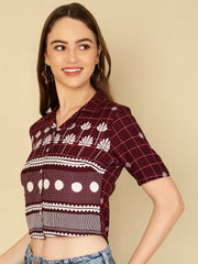 Floral Printed Lapel Collar Top