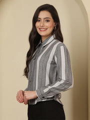 Striped Spread Collar Handloom Shirt
