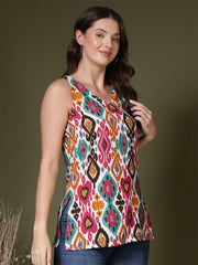 Ekat Print Vibrant Sleeveless Kurti (Multi)