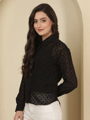 Polka Dot Sheer Casual Shirt