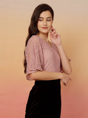 Solid Flared Sleeves Blouson Top
